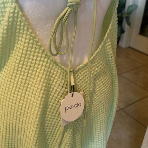 Peixoto Womens Women's L High Slit Cover Up Maxi Dress Citron Green Texture Knit - Picture 3 of 13